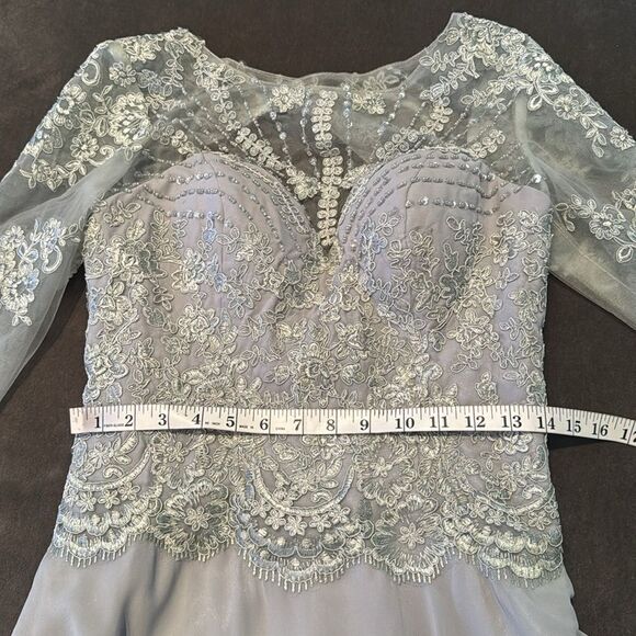 Women’s Gray Chiffon Full Length Formal Mother of the Bride Dress ZipBack Size 8 - Picture 12 of 15
